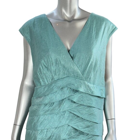 Jessica Howard Turquoise Tiered Layered Sleeveless V-Neck Midi Dress 18W - Picture 4 of 11